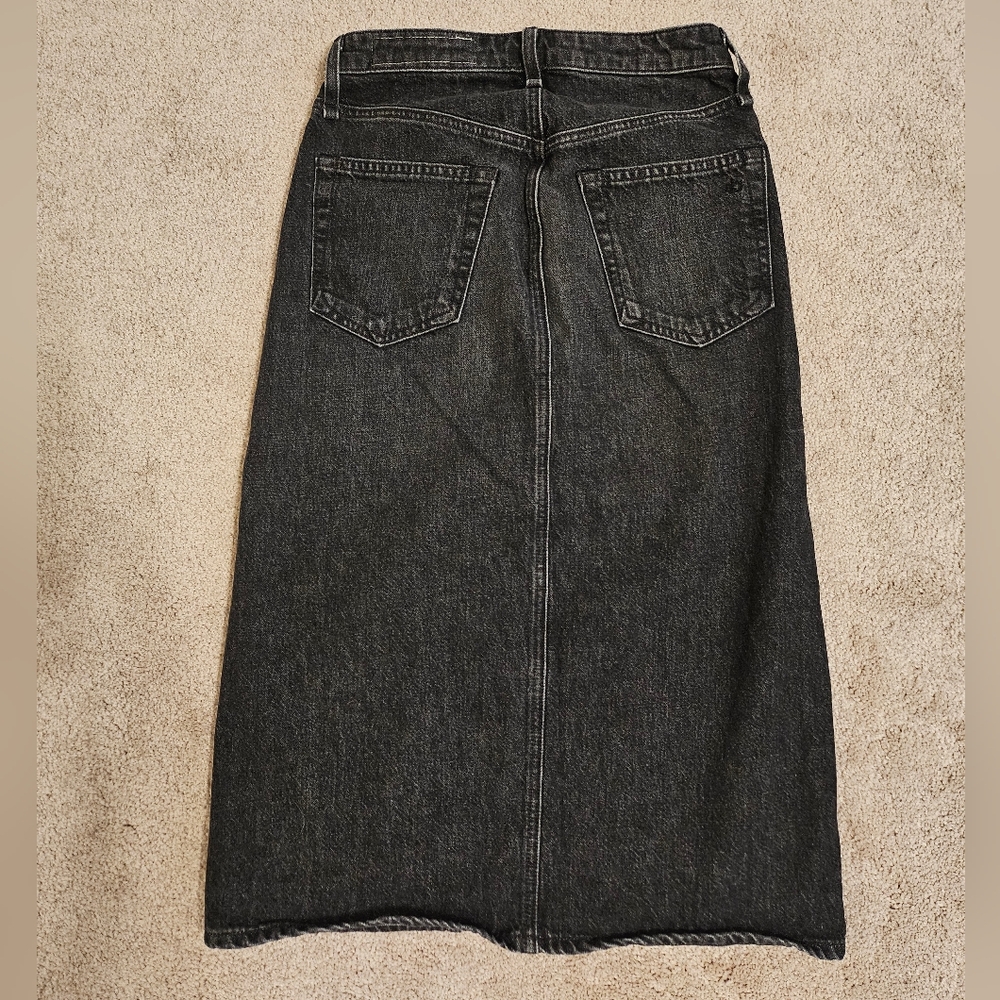 Rag & Bone Denim Skirt Slit Dark Grey 24 - Picture 2 of 5